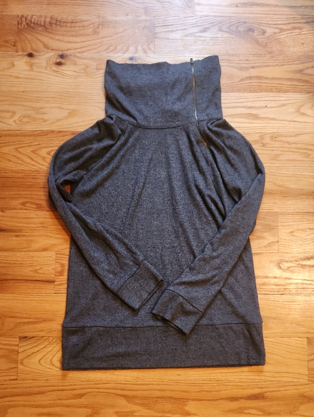 Charcoal Funnel Neck Women's Sweater with Zip